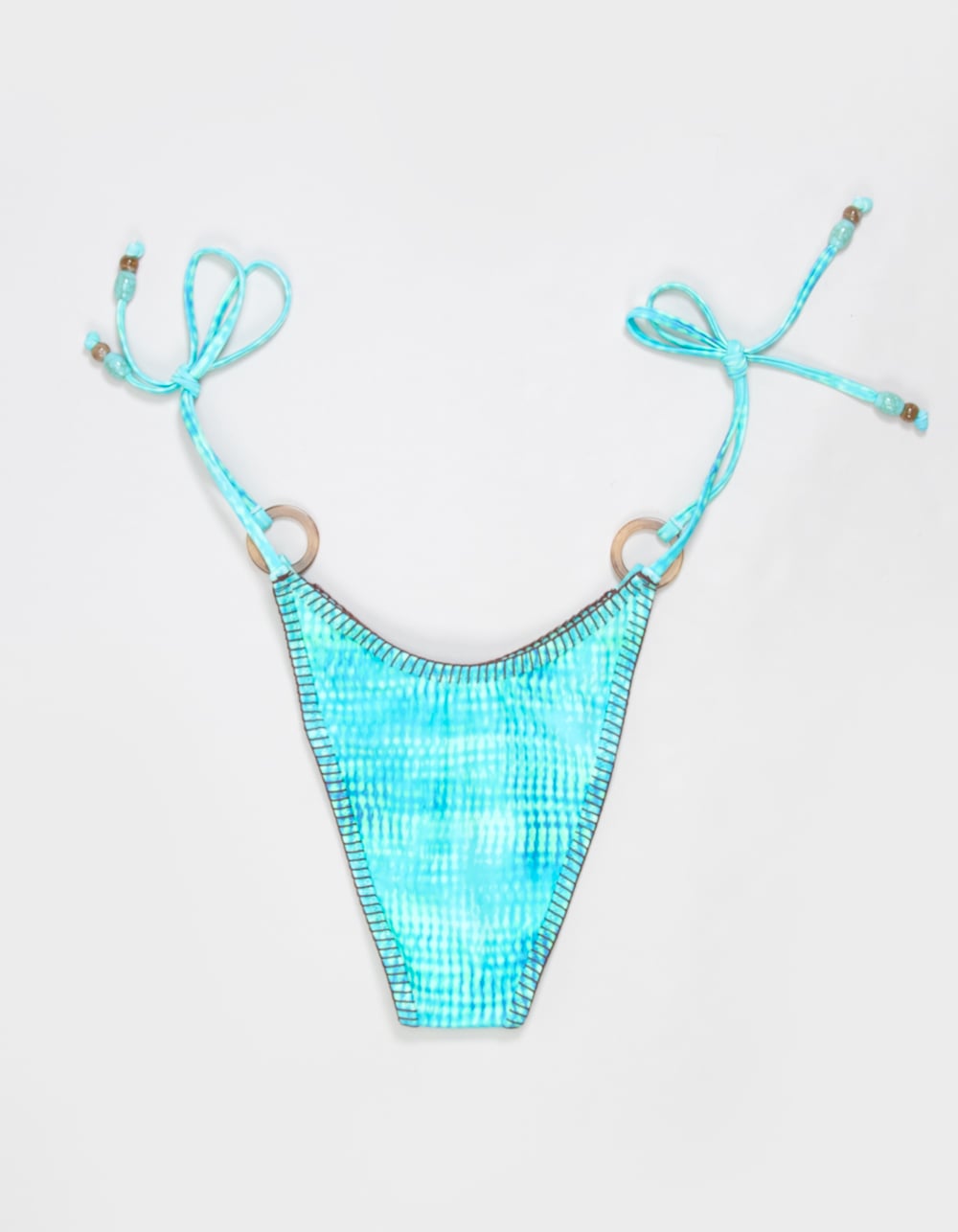 KULANI KINIS Summer Seas Ring Tie Side Cheeky Bikini Bottoms - BLUE COMBO