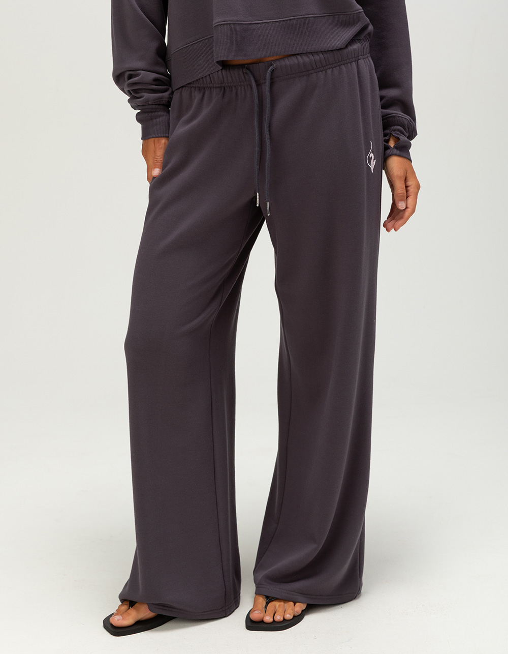 BABY PHAT Wide Leg Womens Sweatpants - GUNMETAL