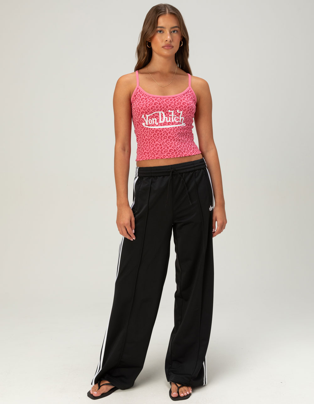 VON DUTCH PINK Leopard Womens Tank Top