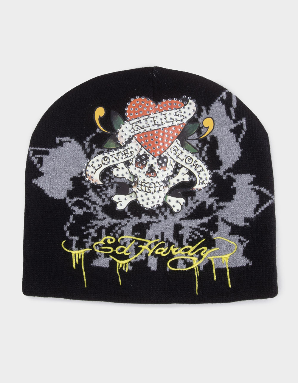 ED HARDY Love Kills Skully Beanie - BLACK COMBO