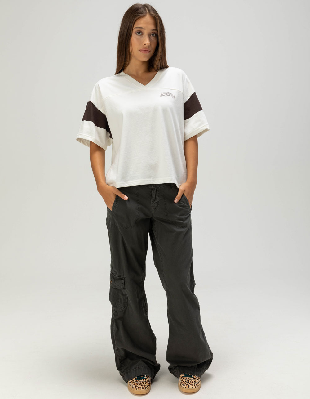 BRIXTON Football Womens Boxy Tee - IVORY