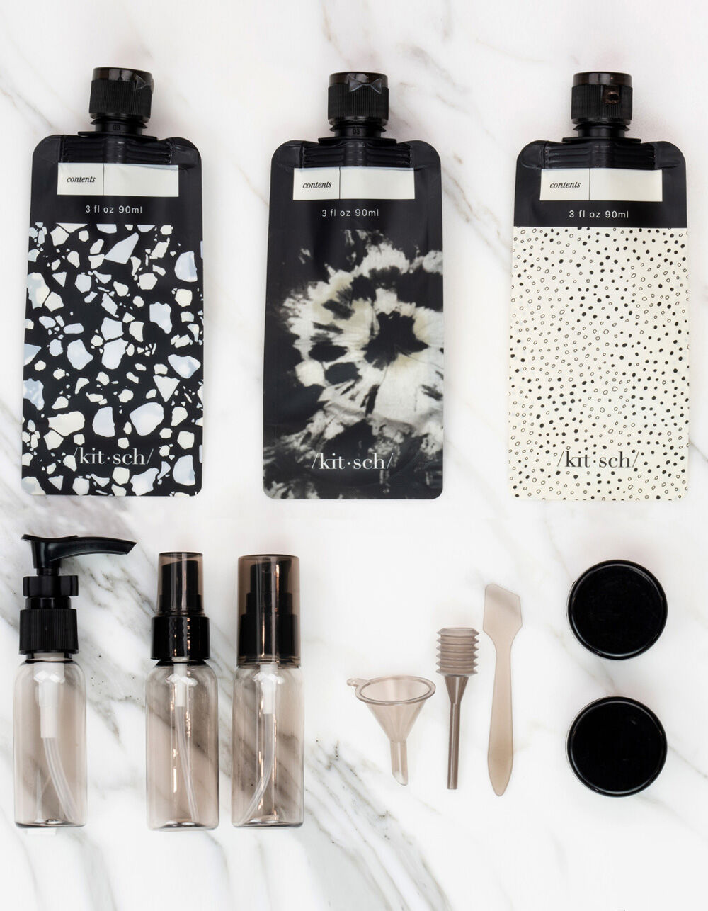 KITSCH 11 Piece Ultimate Travel Set BLACK/WHITE Tillys