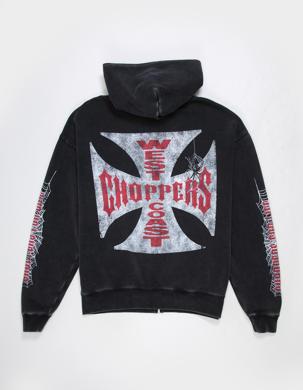 WEST COAST CHOPPERS Crawler Mens Zip-Up Hoodie - WASHED BLACK