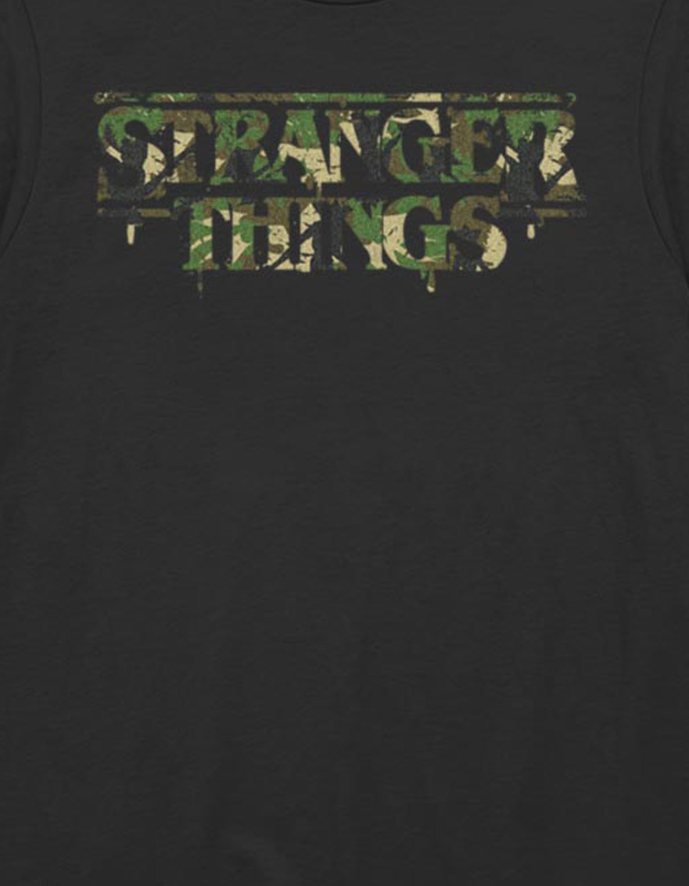 STRANGER THINGS Camo Logo Unisex Tee - BLACK