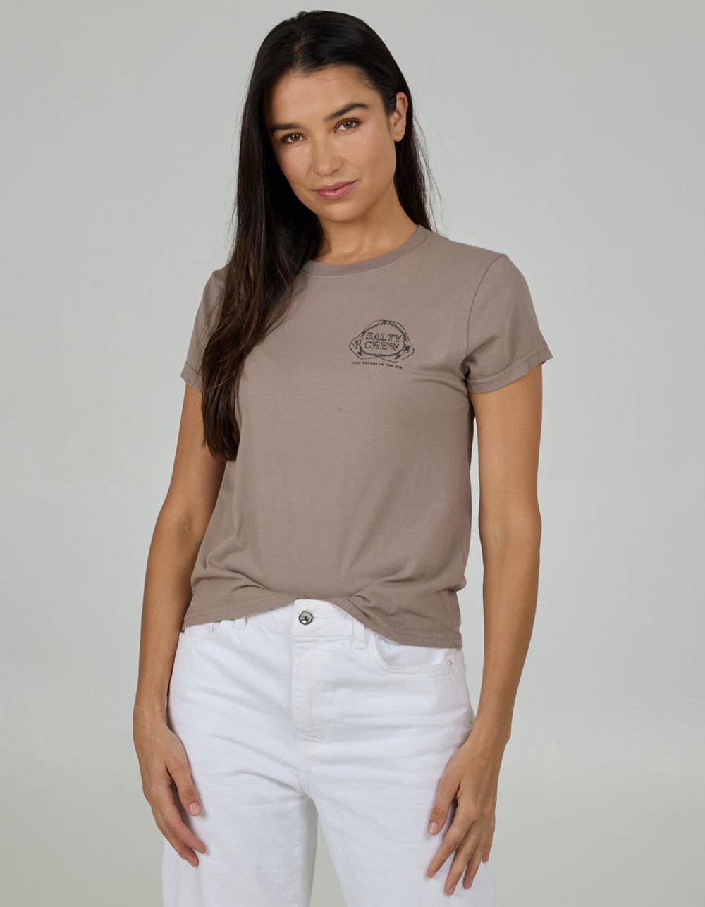SALTY CREW Jawbone Womens Modern Tee - TAUPE