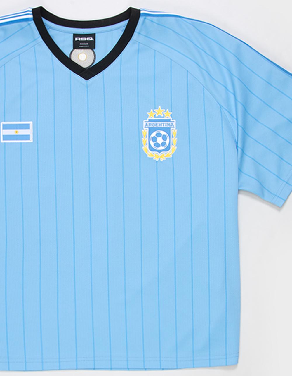 RSQ Mens Argentina Baggy Crop Soccer Jersey - LIGHT BLUE