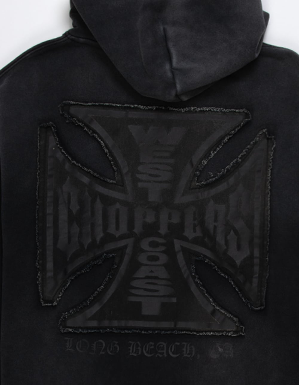 WEST COAST CHOPPERS Ghost Fray Mens Hoodie  - WASHED BLACK