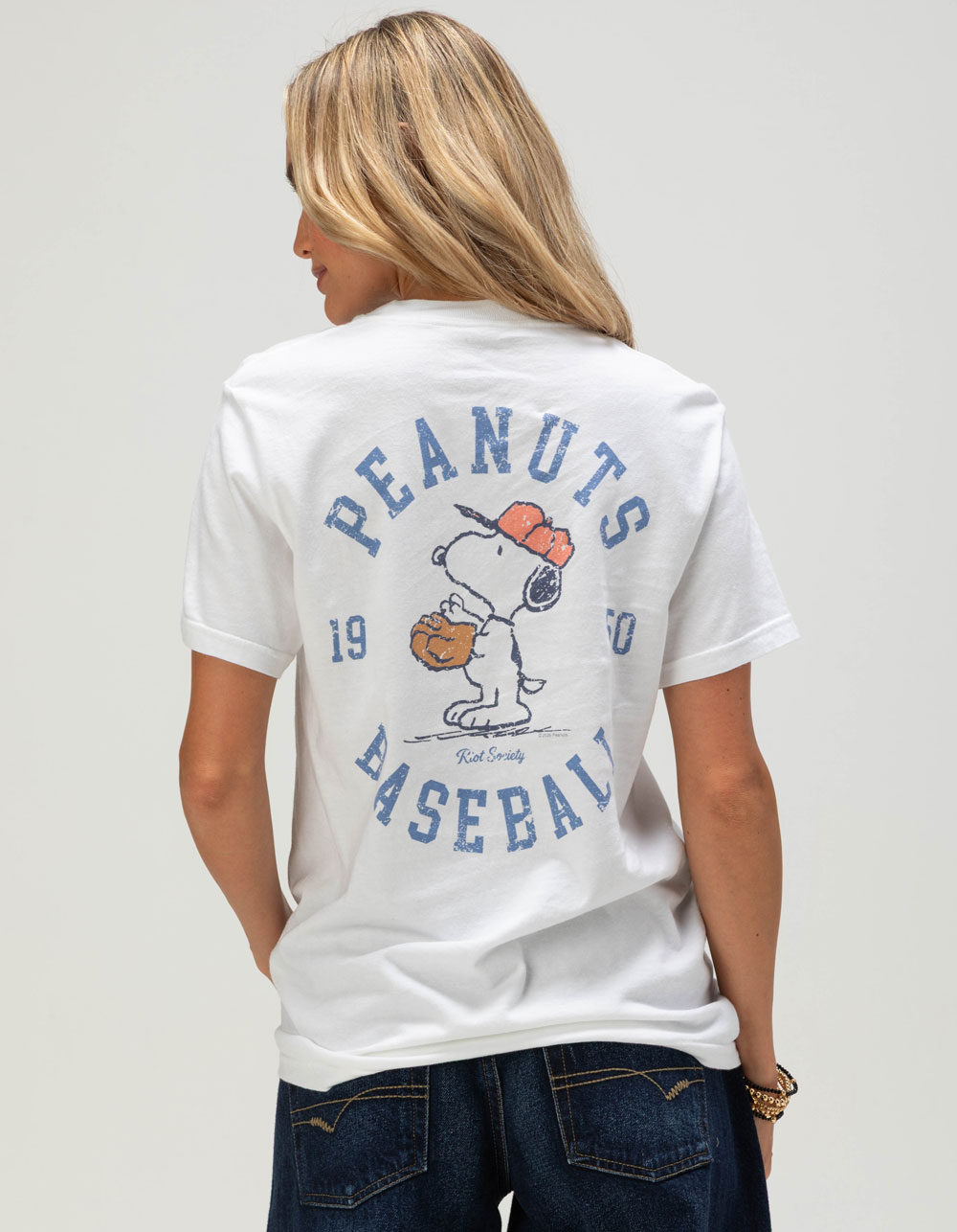RIOT SOCIETY x Peanuts Baseball Womens Tee - WHITE
