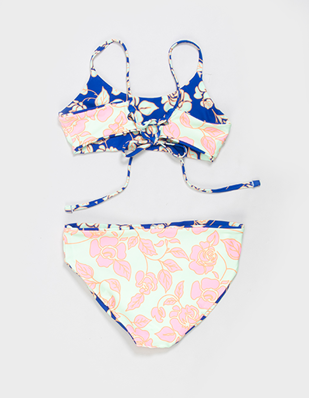 MAAJI Cobalt Flora Girls Reversible Bralette Bikini Set - BLUE COMBO