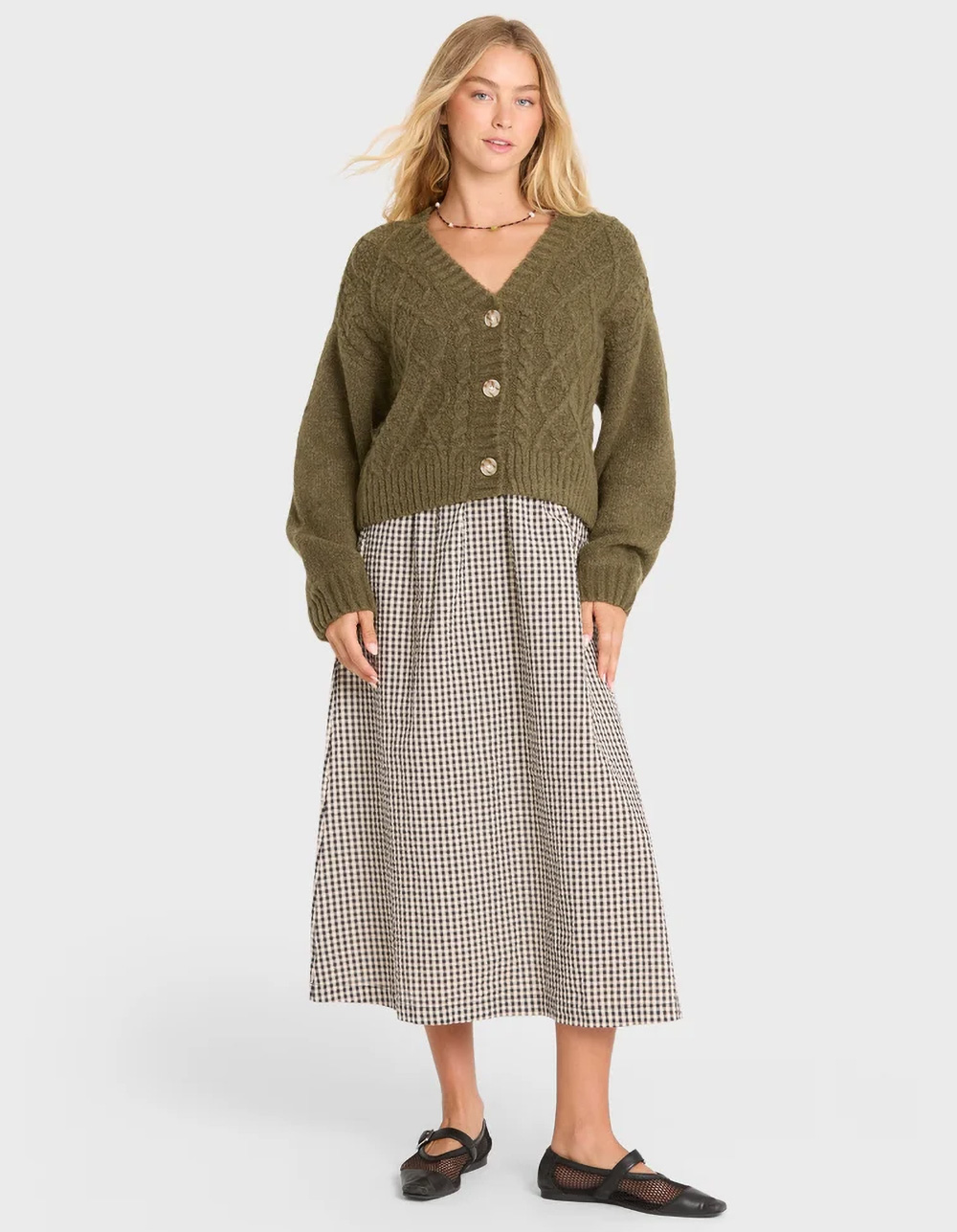 BILLABONG August Womens V-Neck Cardigan - MOSS