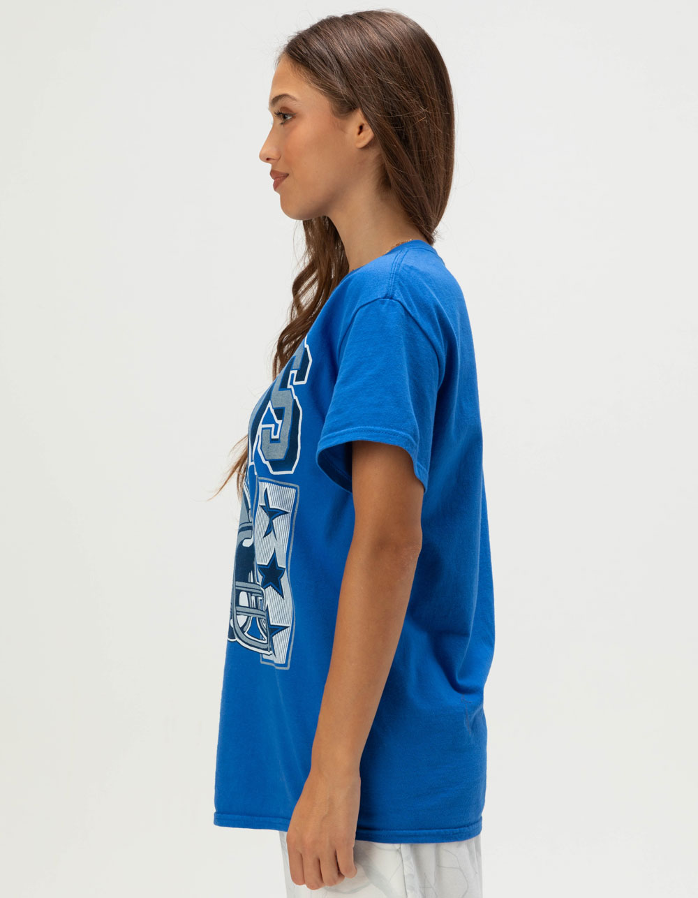JUNK FOOD Dallas Cowboys Checkdown Womens Tee - BLUE