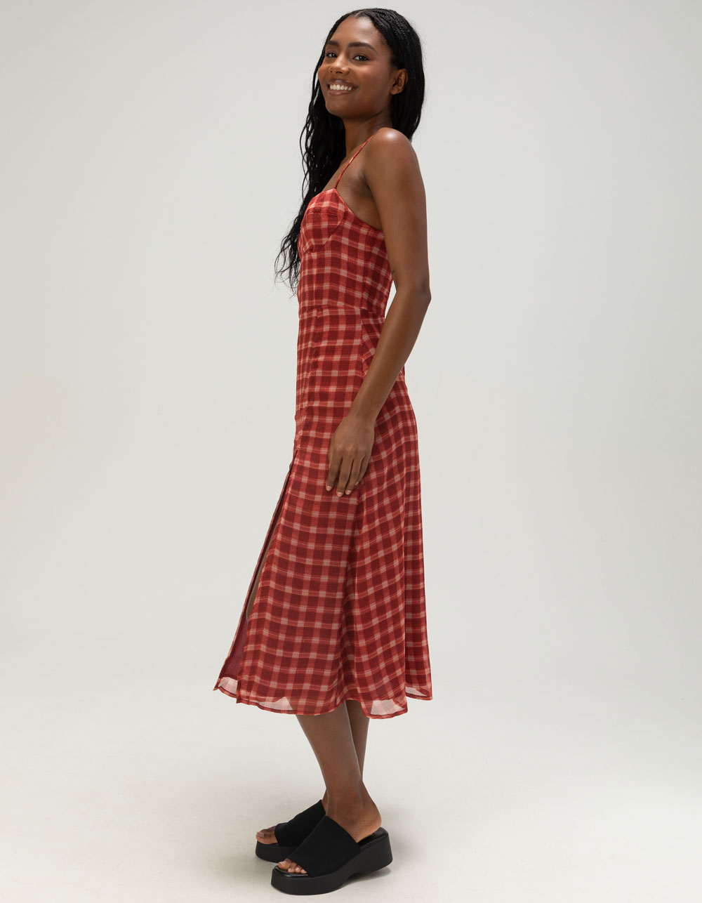 NECTAR CLOTHING Womens Midi Dress - RED COMBO
