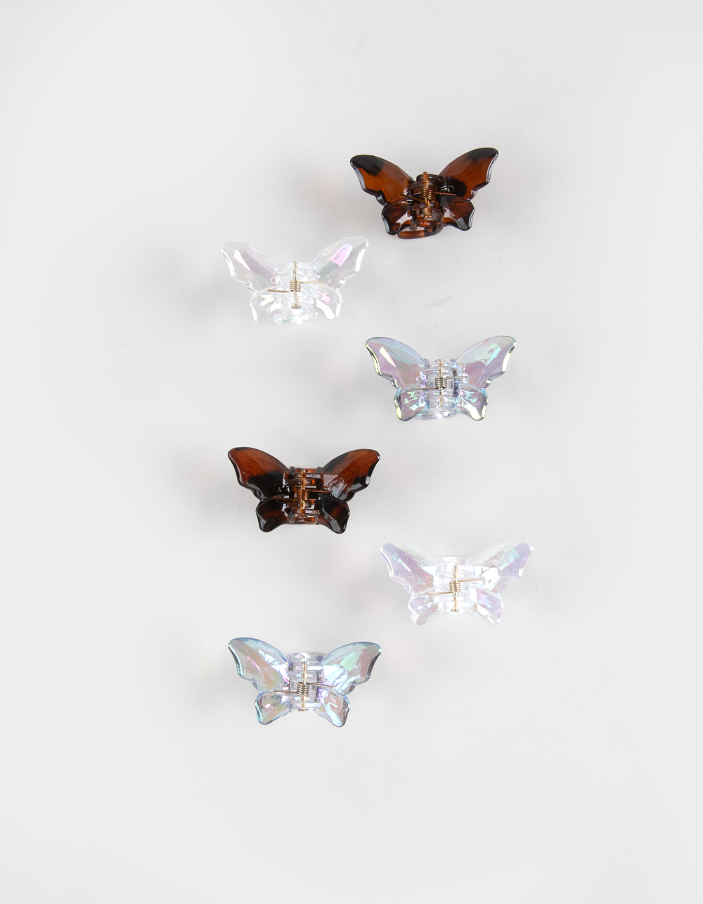 FULL TILT 6 Pack Iridescent Butterfly Hair Clips - MULTI