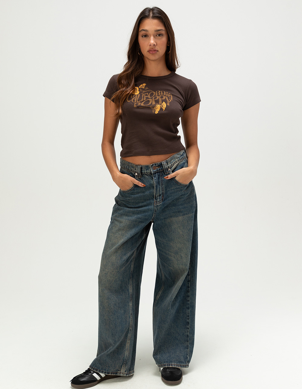 NECTAR CLOTHING California Poppy Womens Loose Tee - BLACK