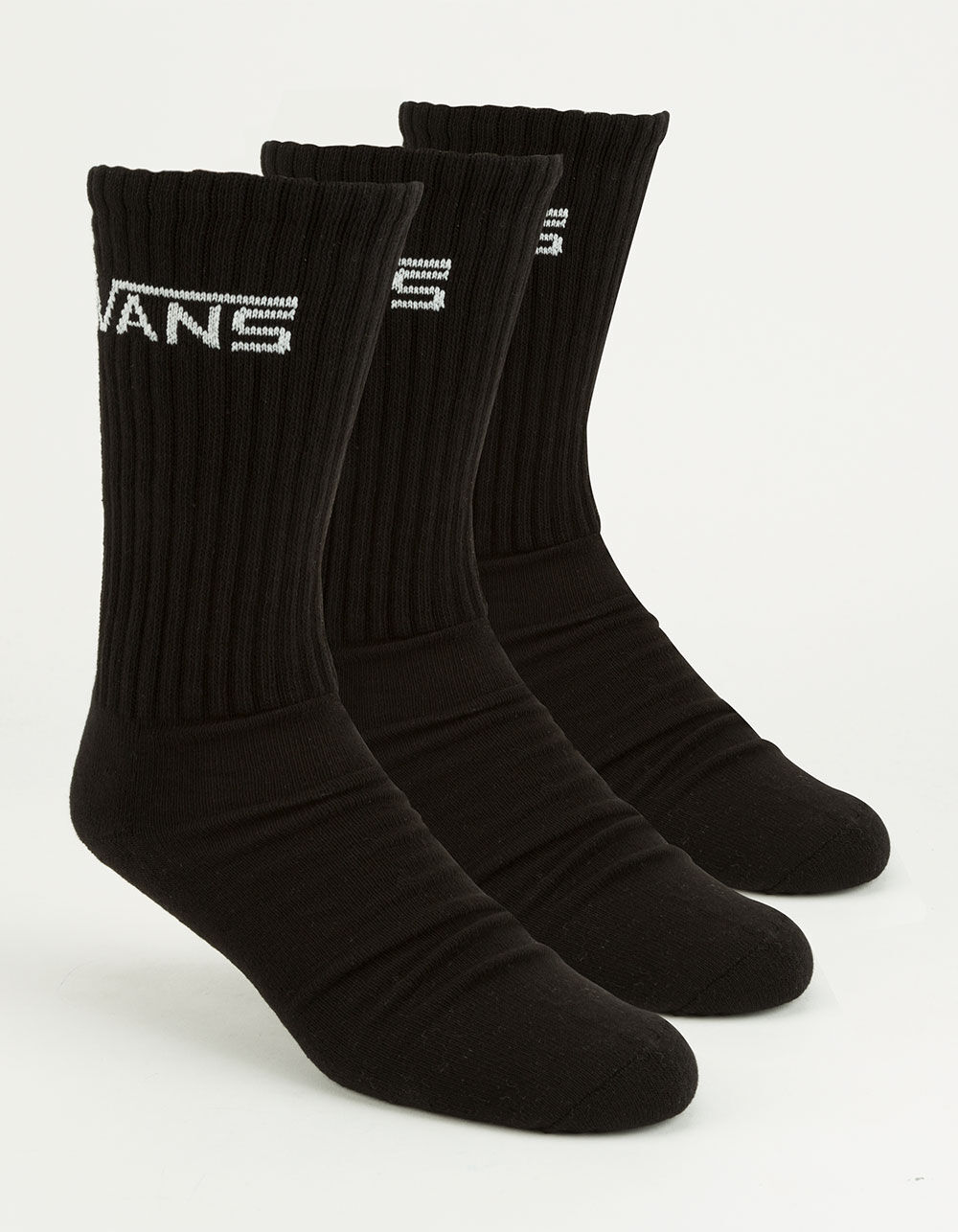 VANS 3 Pack Mens Crew Socks BLACK Tillys