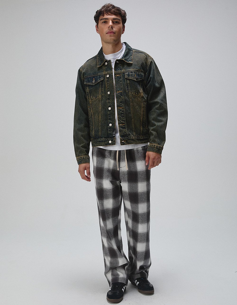 RSQ Mens Plaid Pajama Pants - WHT/GRAY