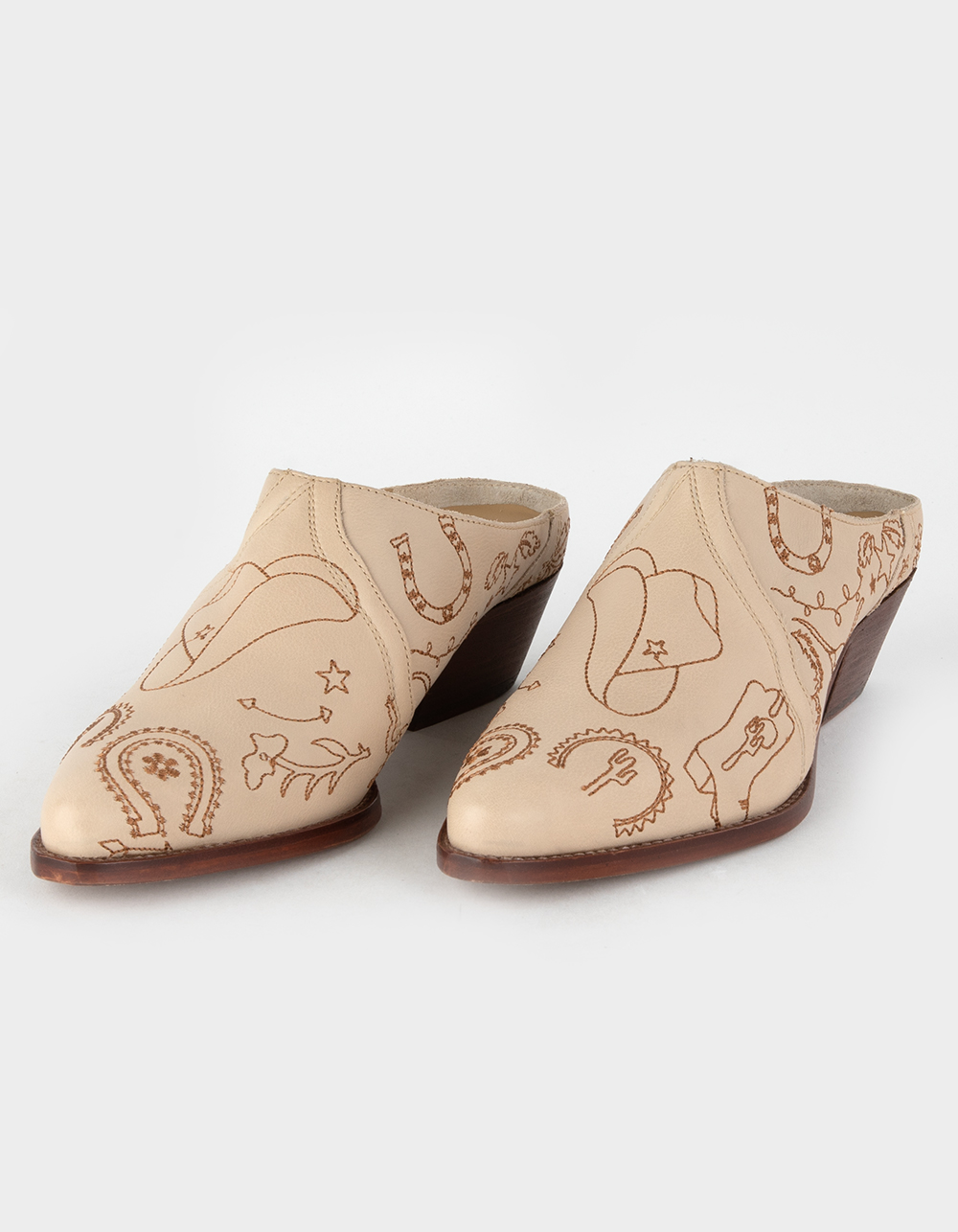 FREE PEOPLE New Frontier Womens Western Mules - BONE | Tillys