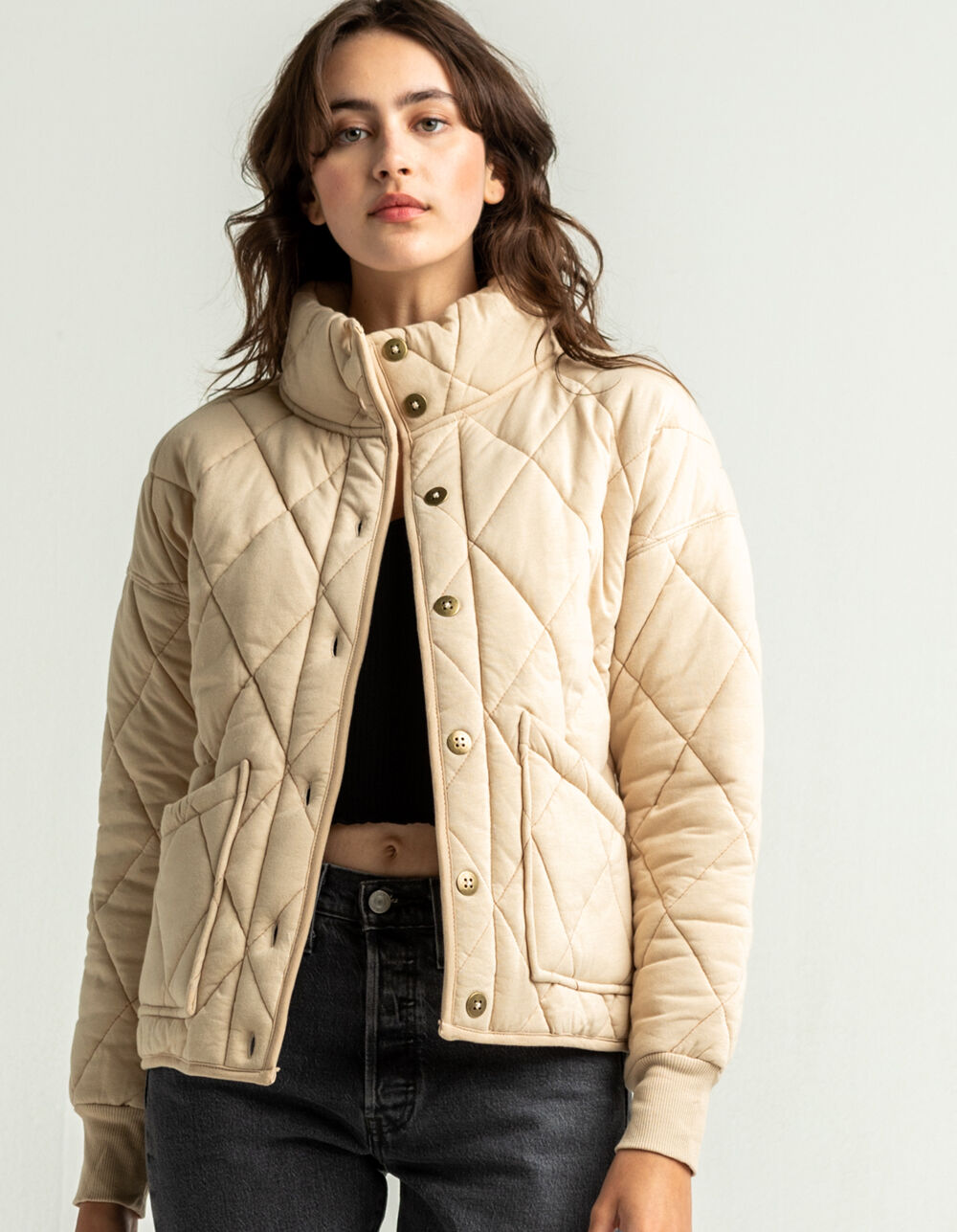 EYESHADOW Quilted Womens Jacket - CREAM | Tillys