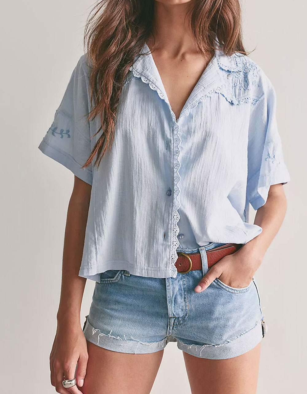 FREE PEOPLE Cali Womens Denim Mini Shorts