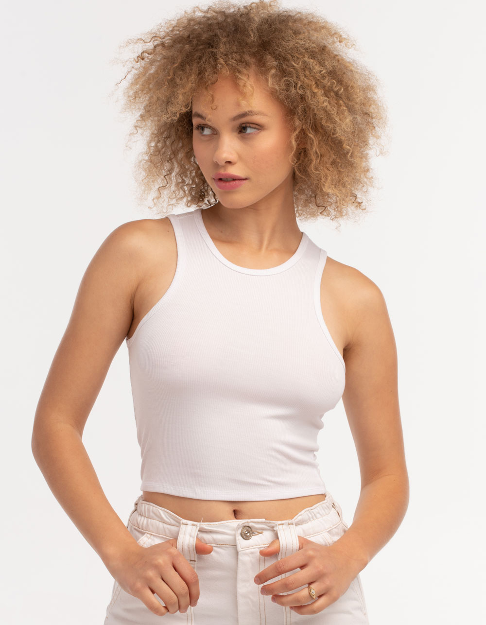 DESTINED Womens Cut Out Back Tank Top WHITE Tillys