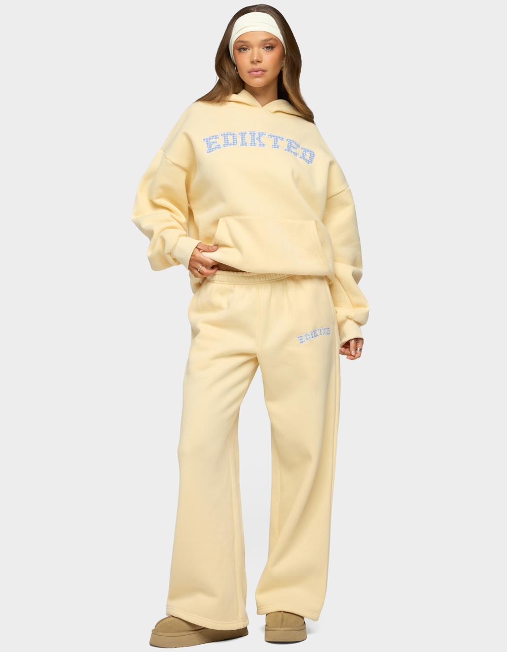 Edikted Lover Wide Leg Sweatpants - YELLOW