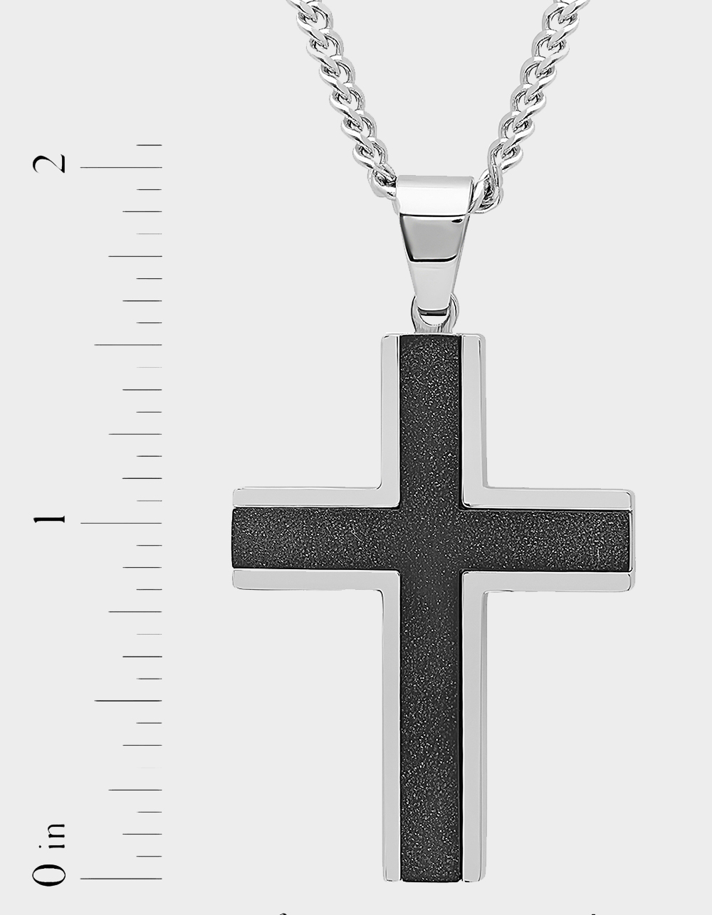 STEEL NATION Stainless Steel With Black IP Textured Cross Pendant - BLACK