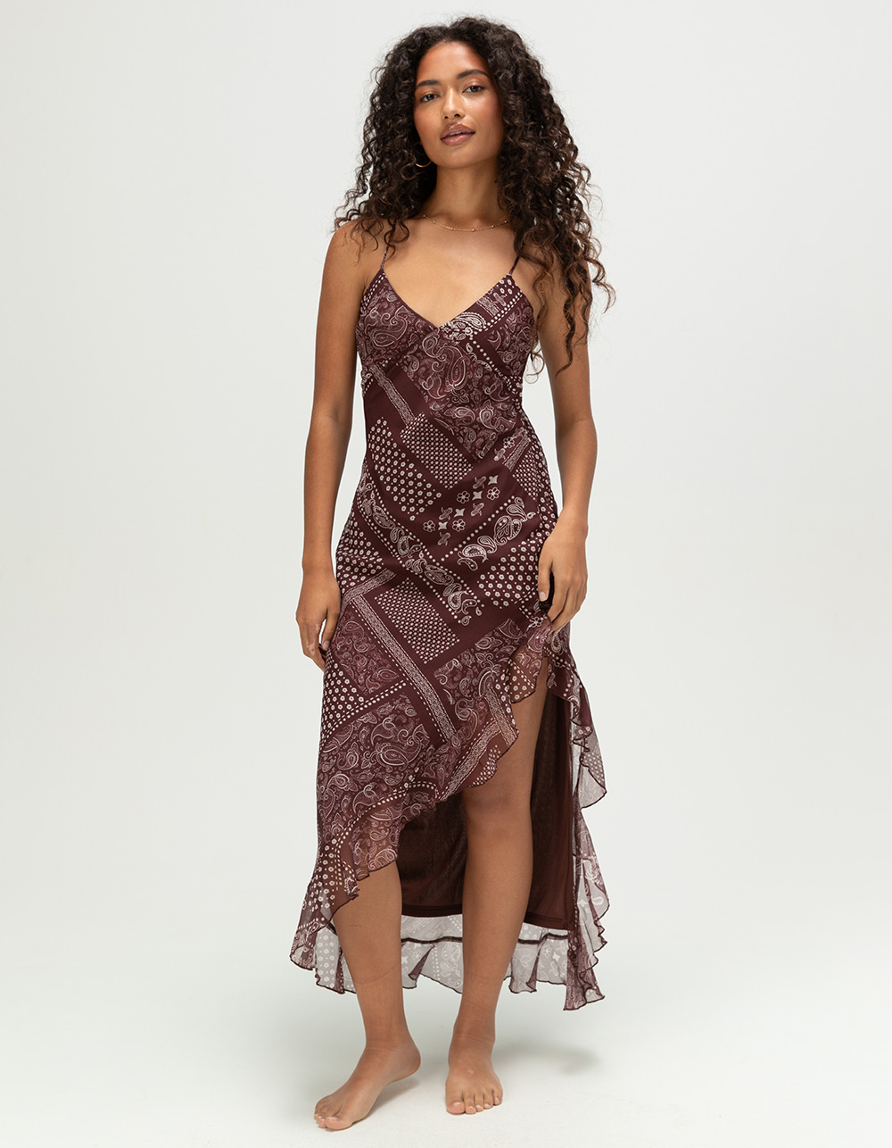WEST OF MELROSE Womens Paisley Maxi Dress - BROWN COMBO