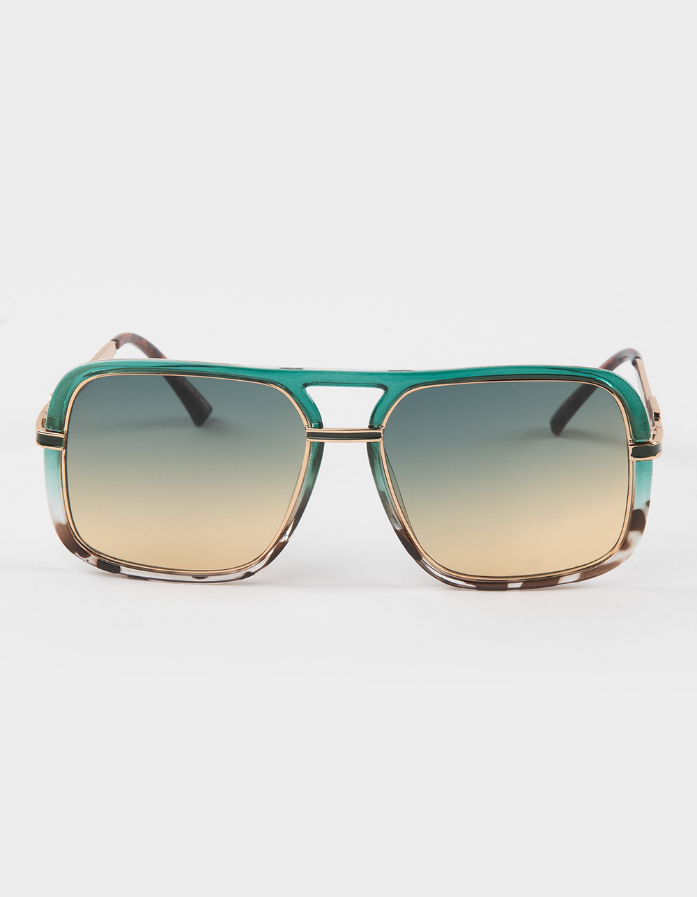 RSQ Large Retro Aviator Sunglasses - GREEN COMBO