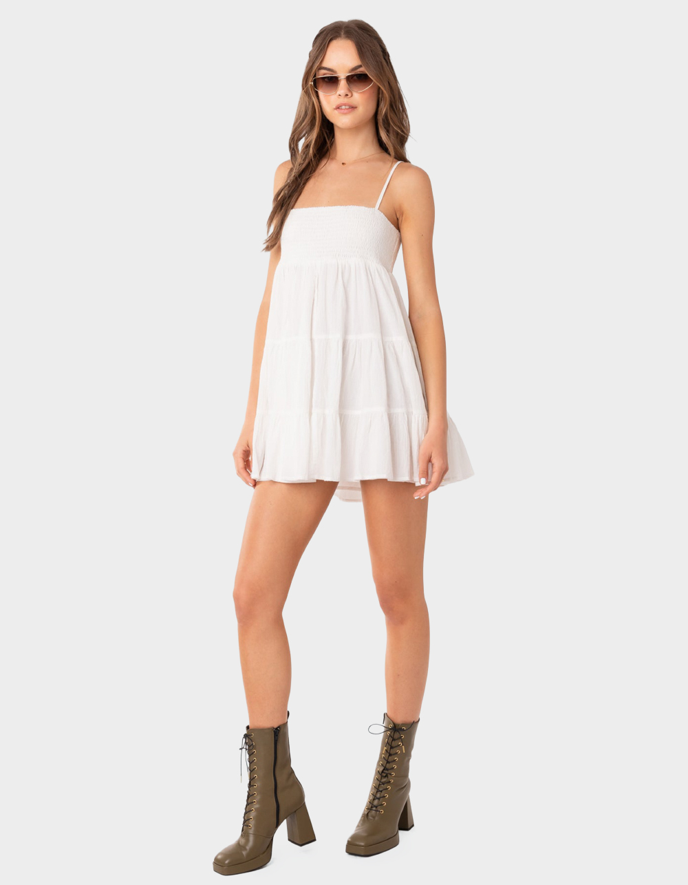 EDIKTED Ivory Oversized Mini Dress - WHITE