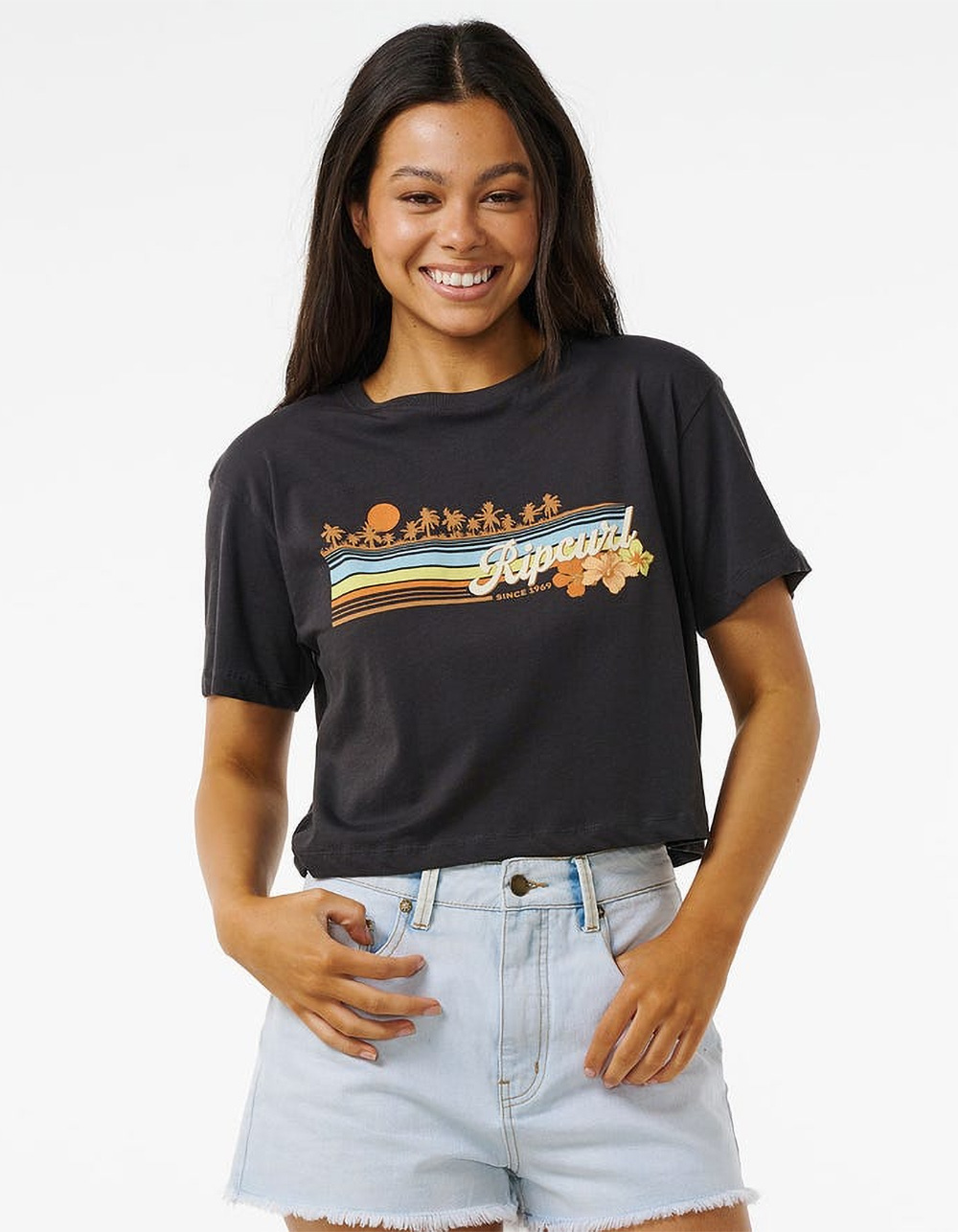 RIP CURL Sunset Womens Crop Tee - BLACK | Tillys