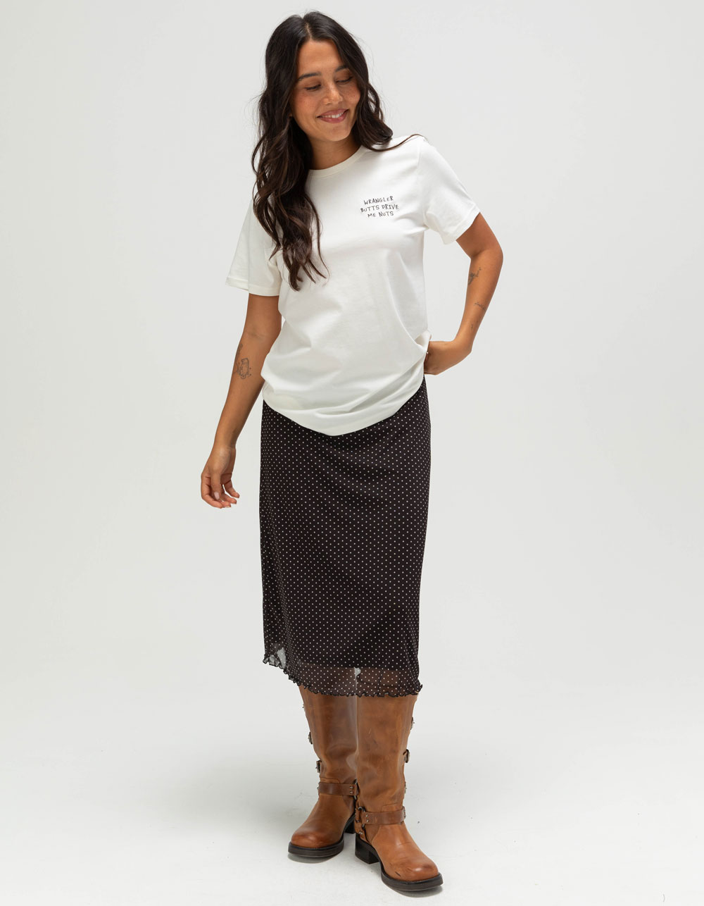 WRANGLER Cowboy Womens Oversized Tee - OFF WHITE