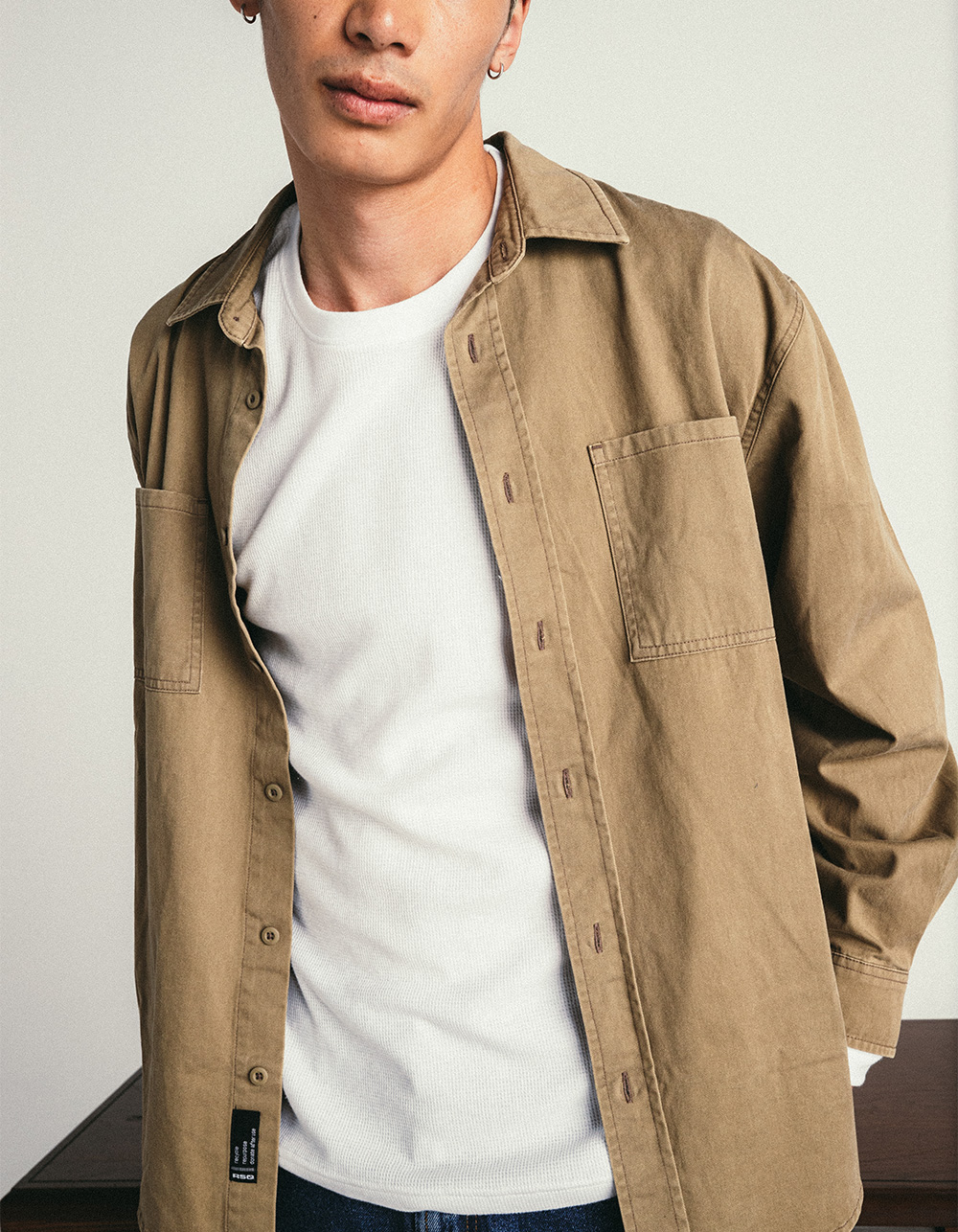 RSQ Mens Oversized Washed Twill Shirt - TAN