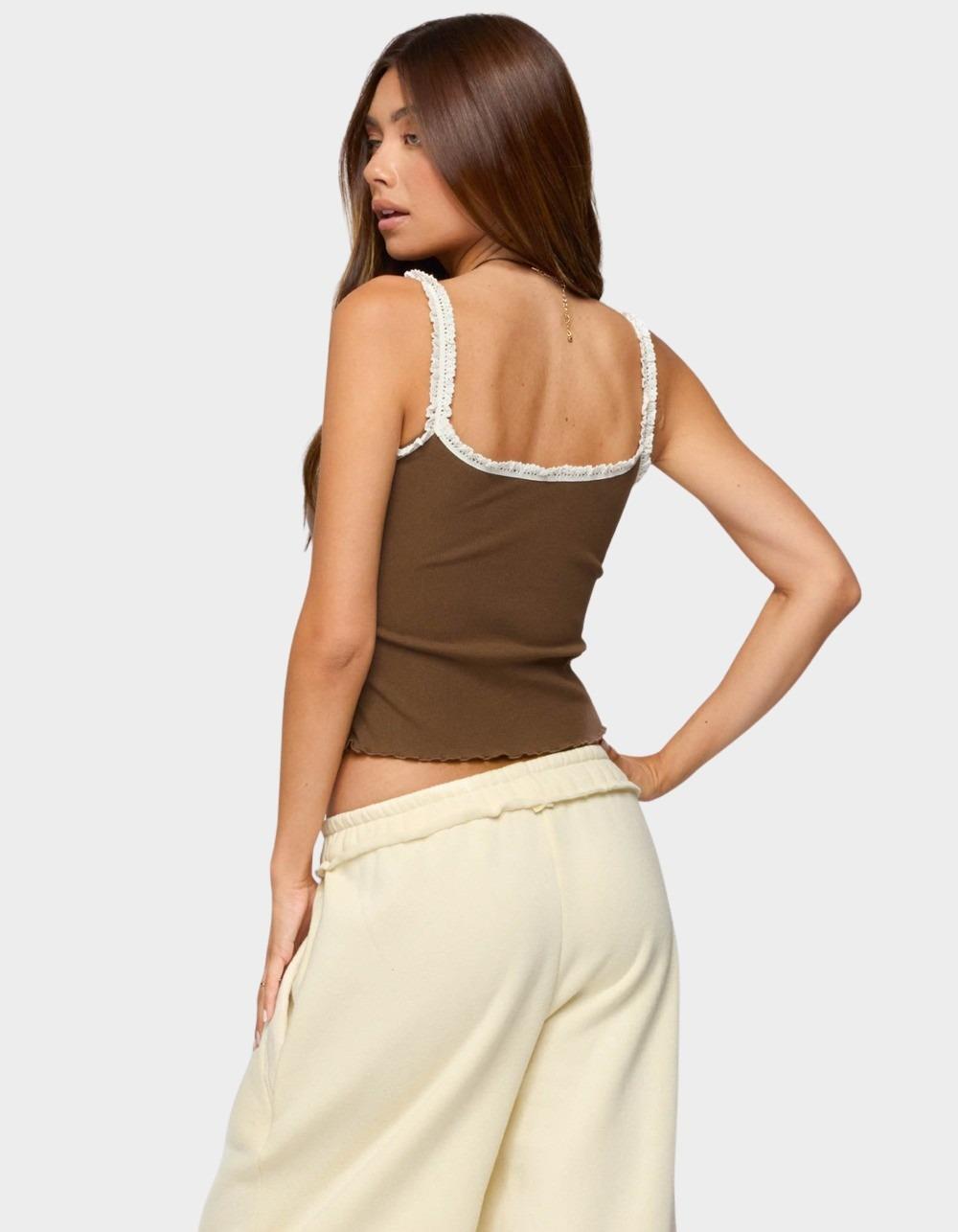 EDIKTED Nashville Cowboy Graphic Tank Top - BROWN