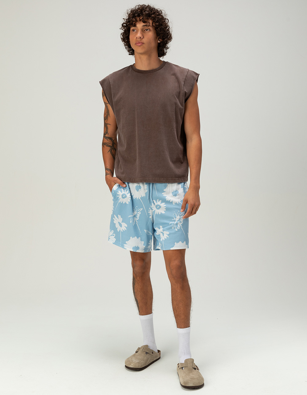 RSQ Mens Washed Crop Muscle Tee