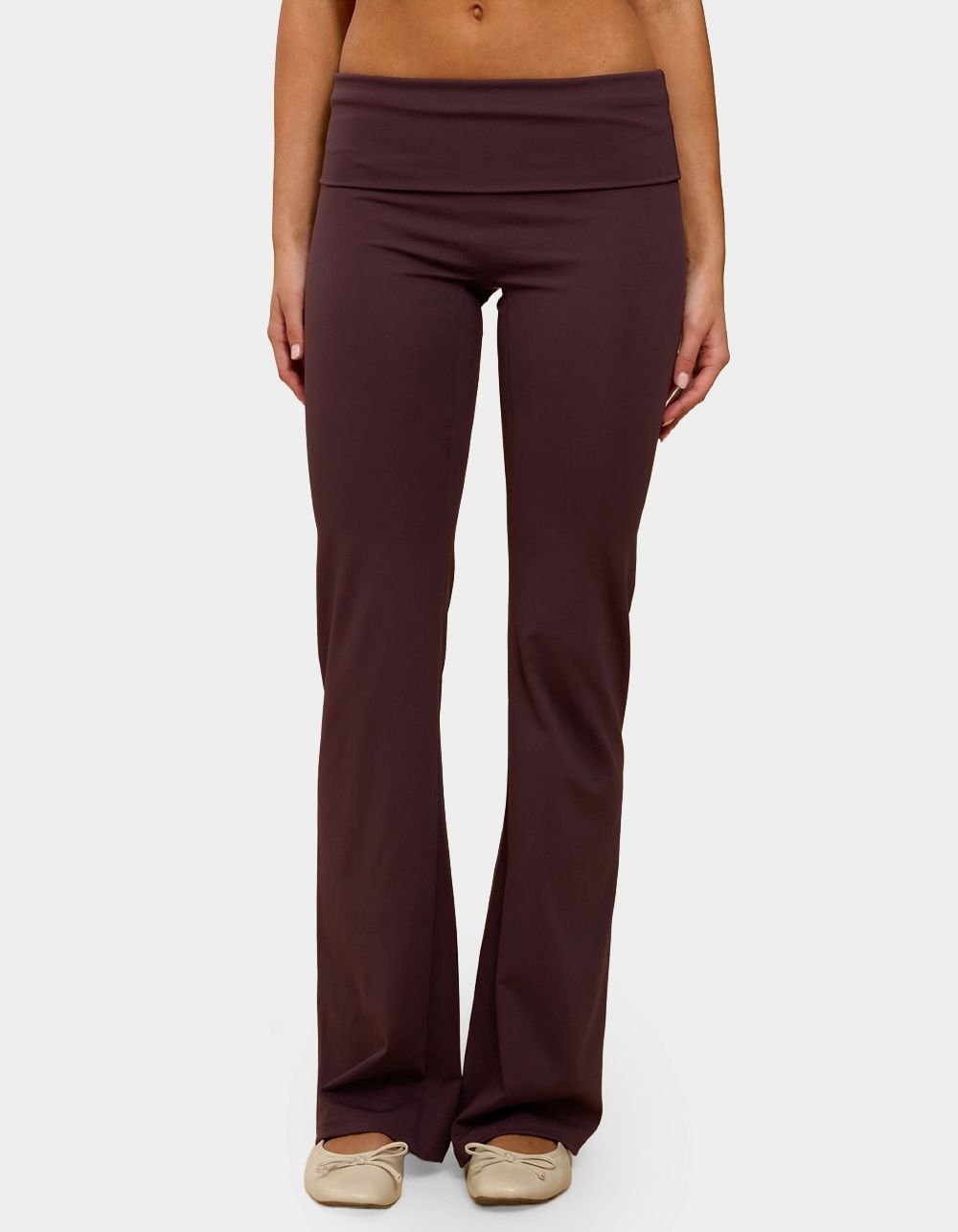 EDIKTED Oriane Foldover Flared Leggings - PURPLE