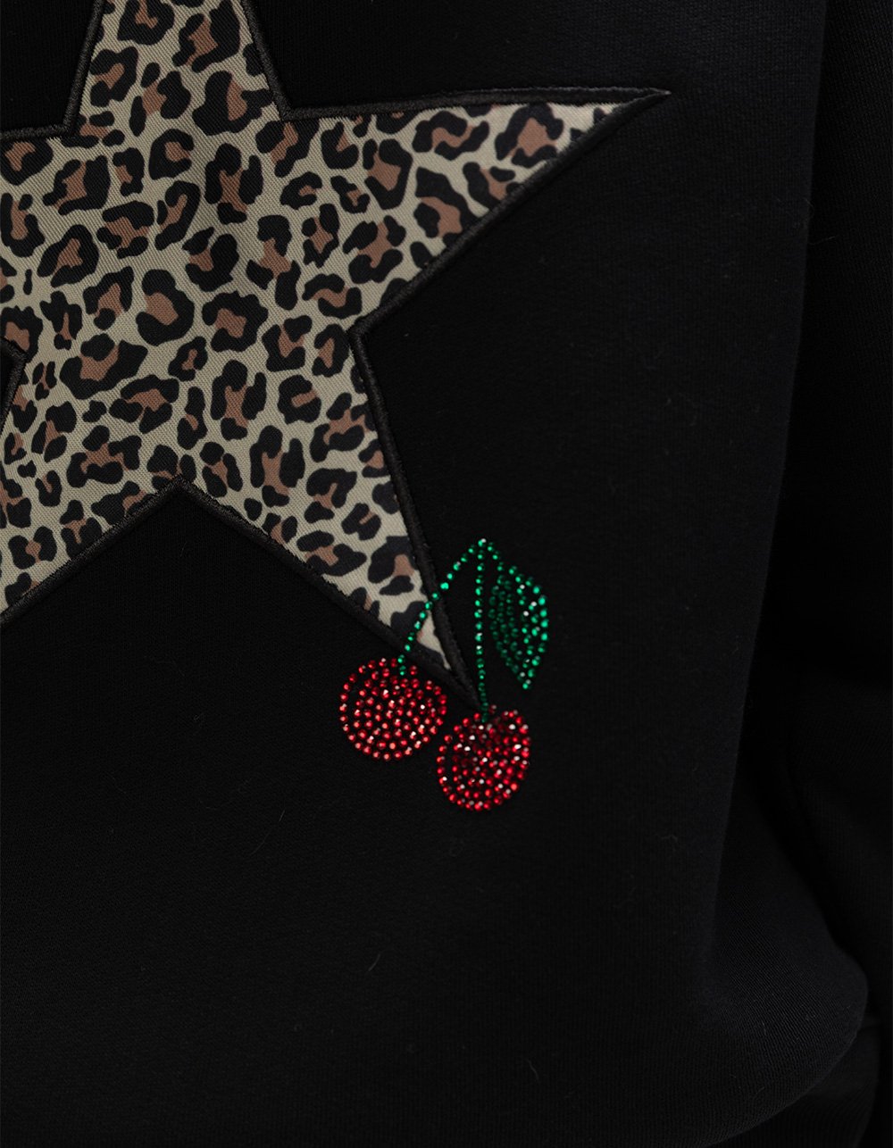 FULL TILT Leopard Star Girls Hoodie - BLACK