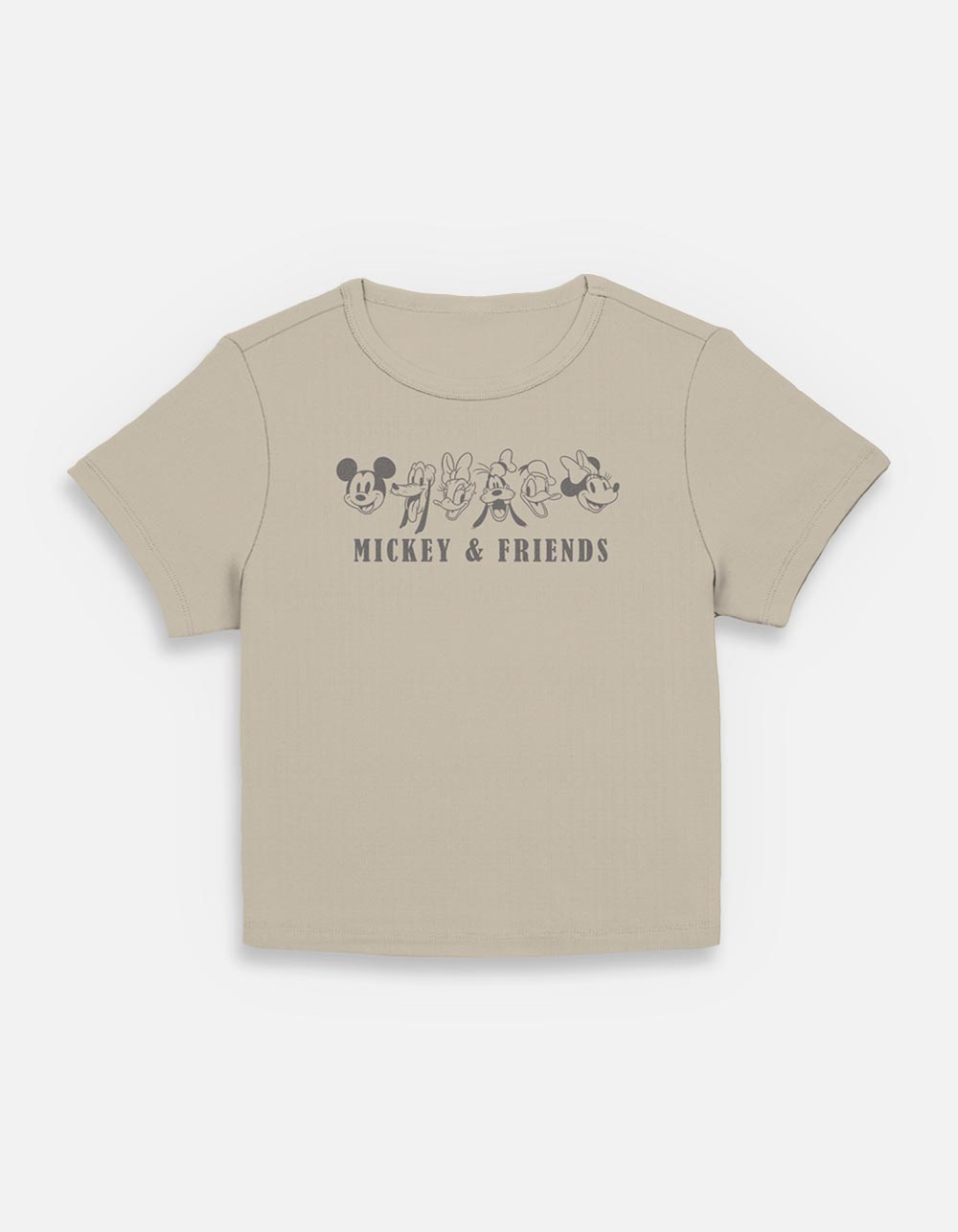 DISNEY Mickey & Friends Womens Baby Tee - TAUPE