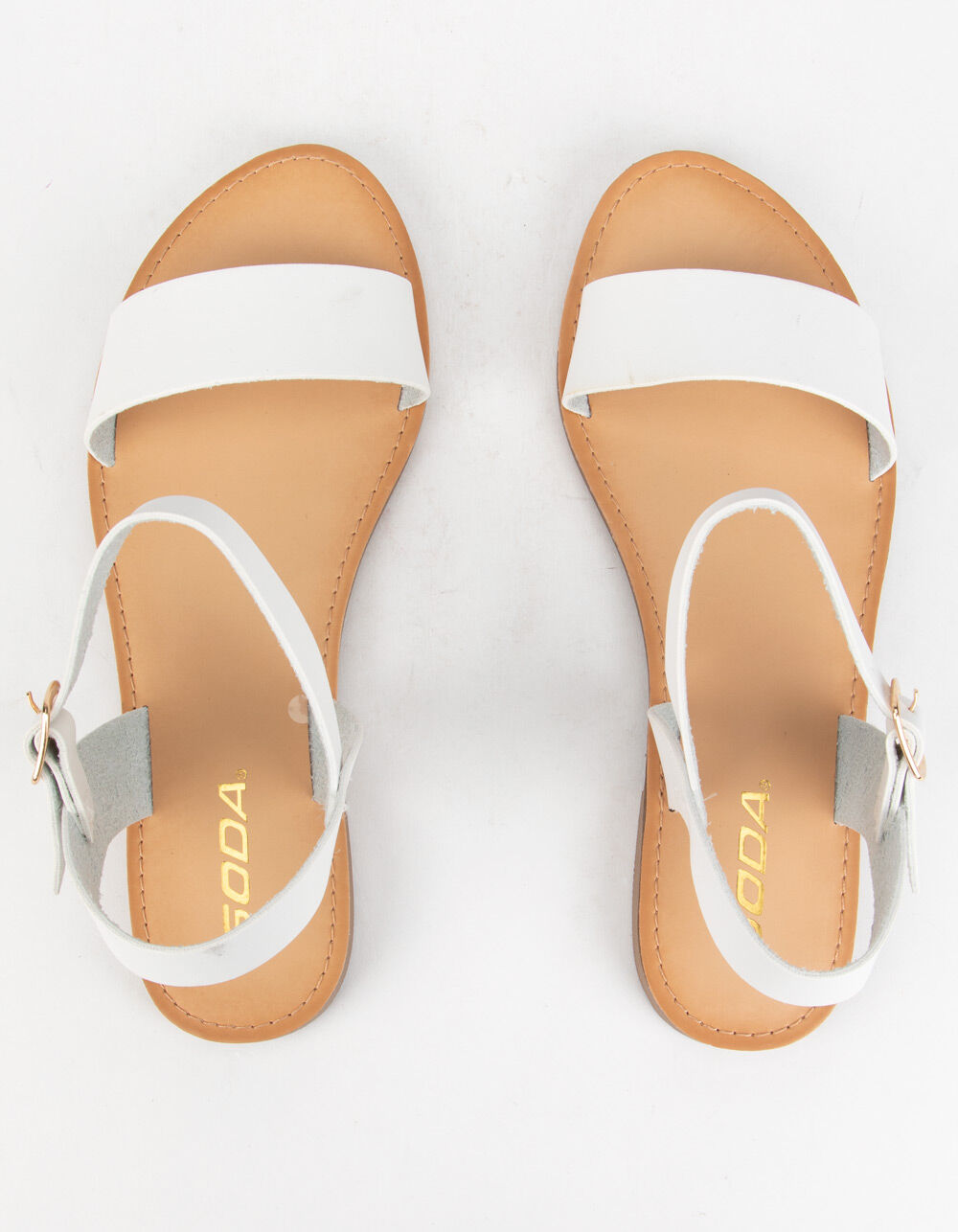 SODA Ankle Strap Womens White Sandals image number 4