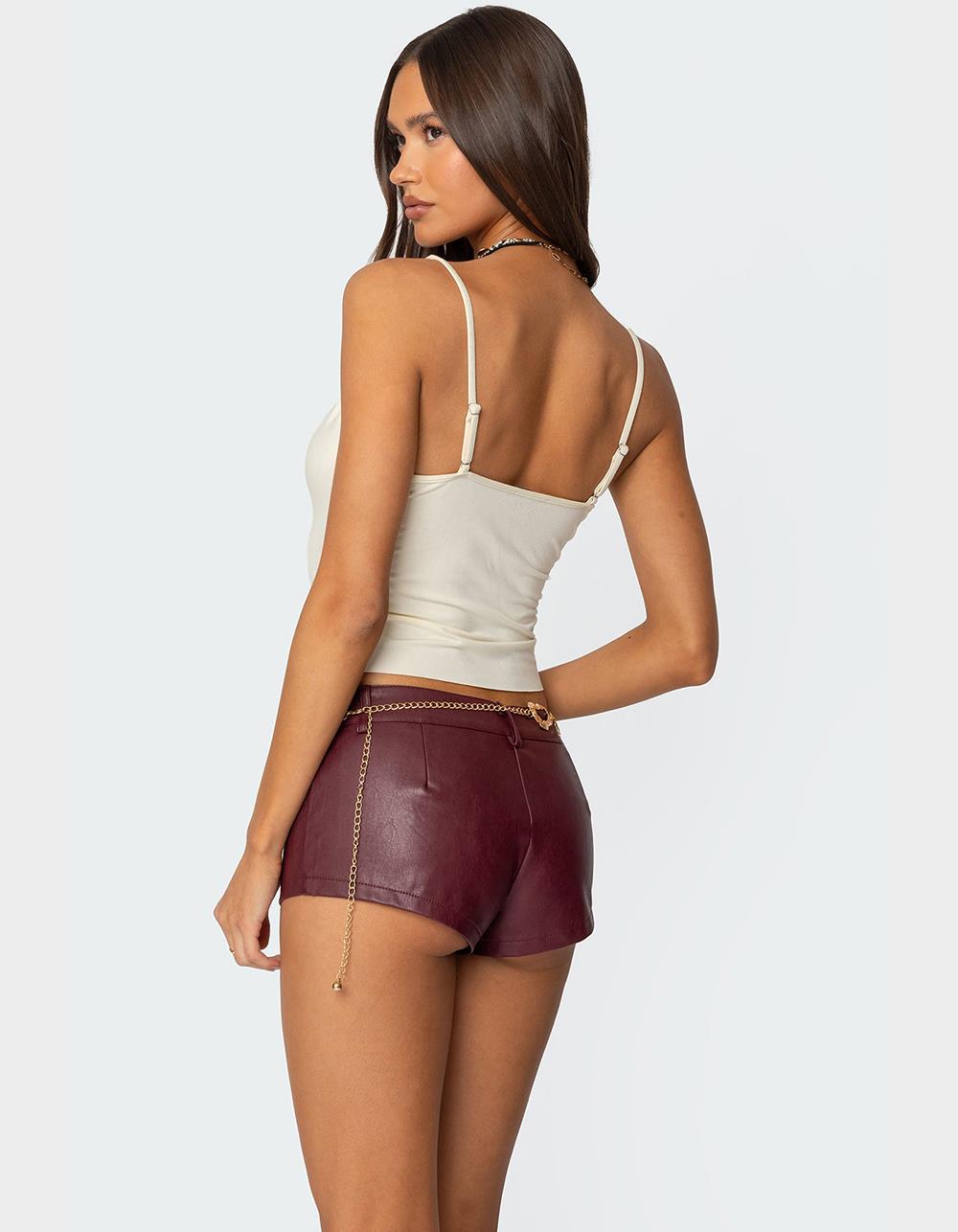 EDIKTED Interlocked V-Neck Tank Top - BEIGE