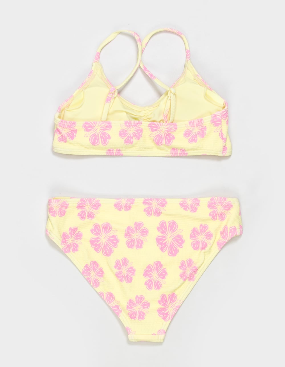 FULL TILT Texture Hibiscus Girls Bralette Bikini Set - YELLOW COMBO