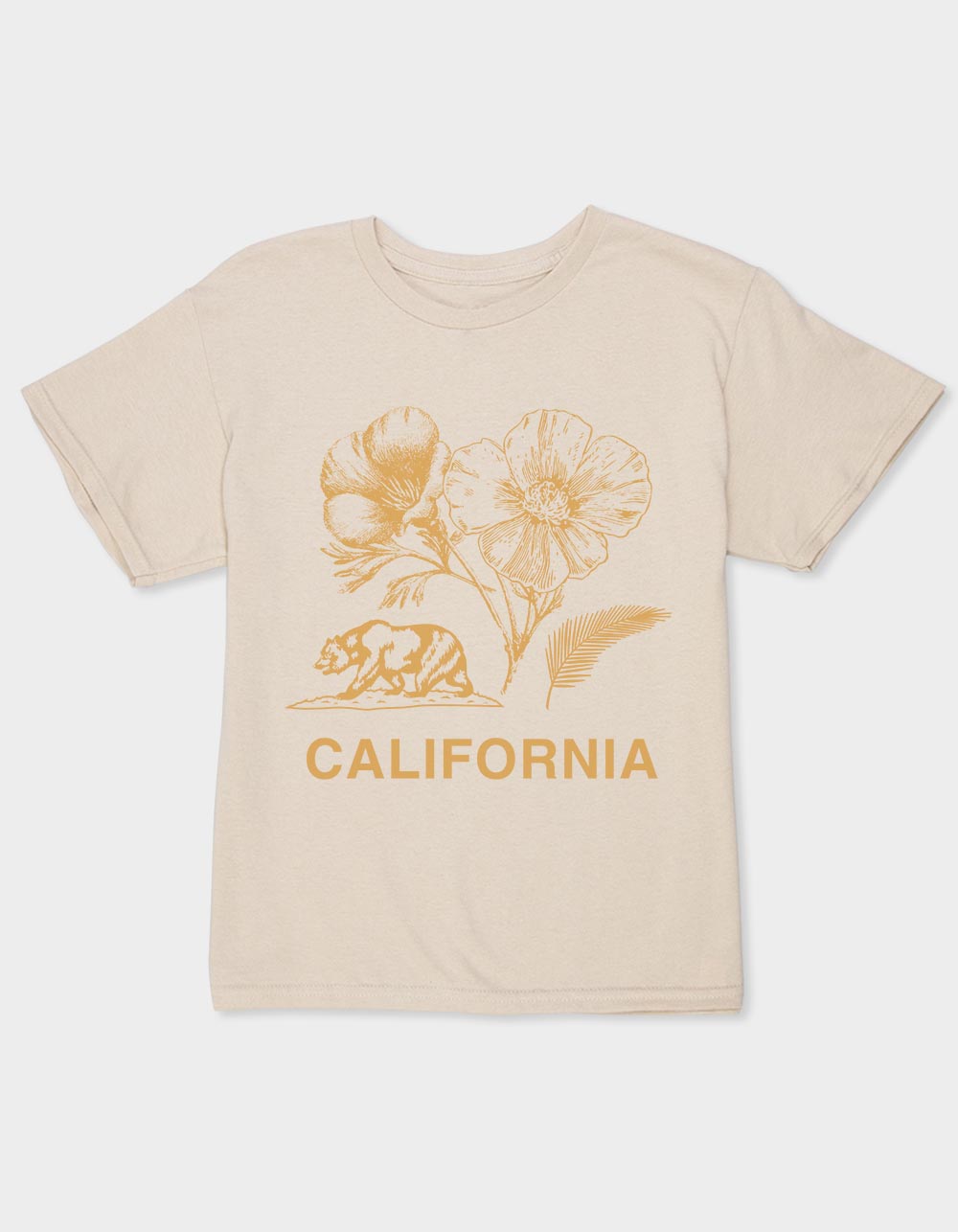 CALIFORNIA Poppy Bear Unisex Kids Tee - SAND