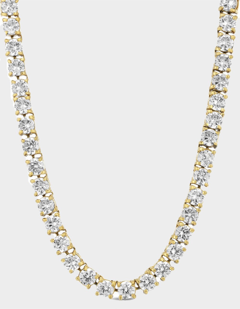 THE GOLD GODS Gold Diamond Tennis Chain 4mm - WHITE/GOLD