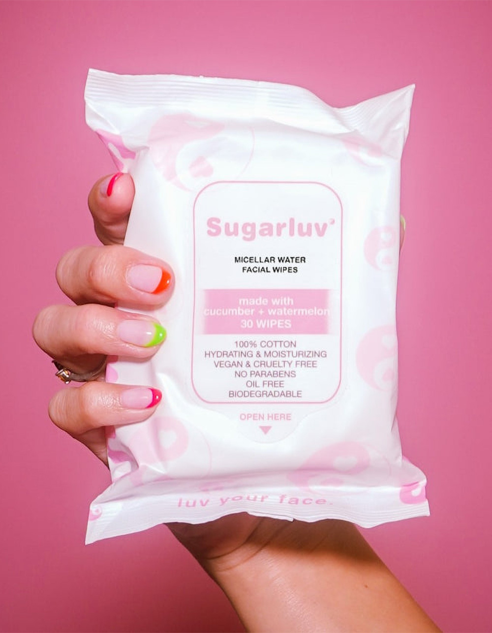 SUGARLUV Micellar Water Facial Cleansing Wipes - PINK