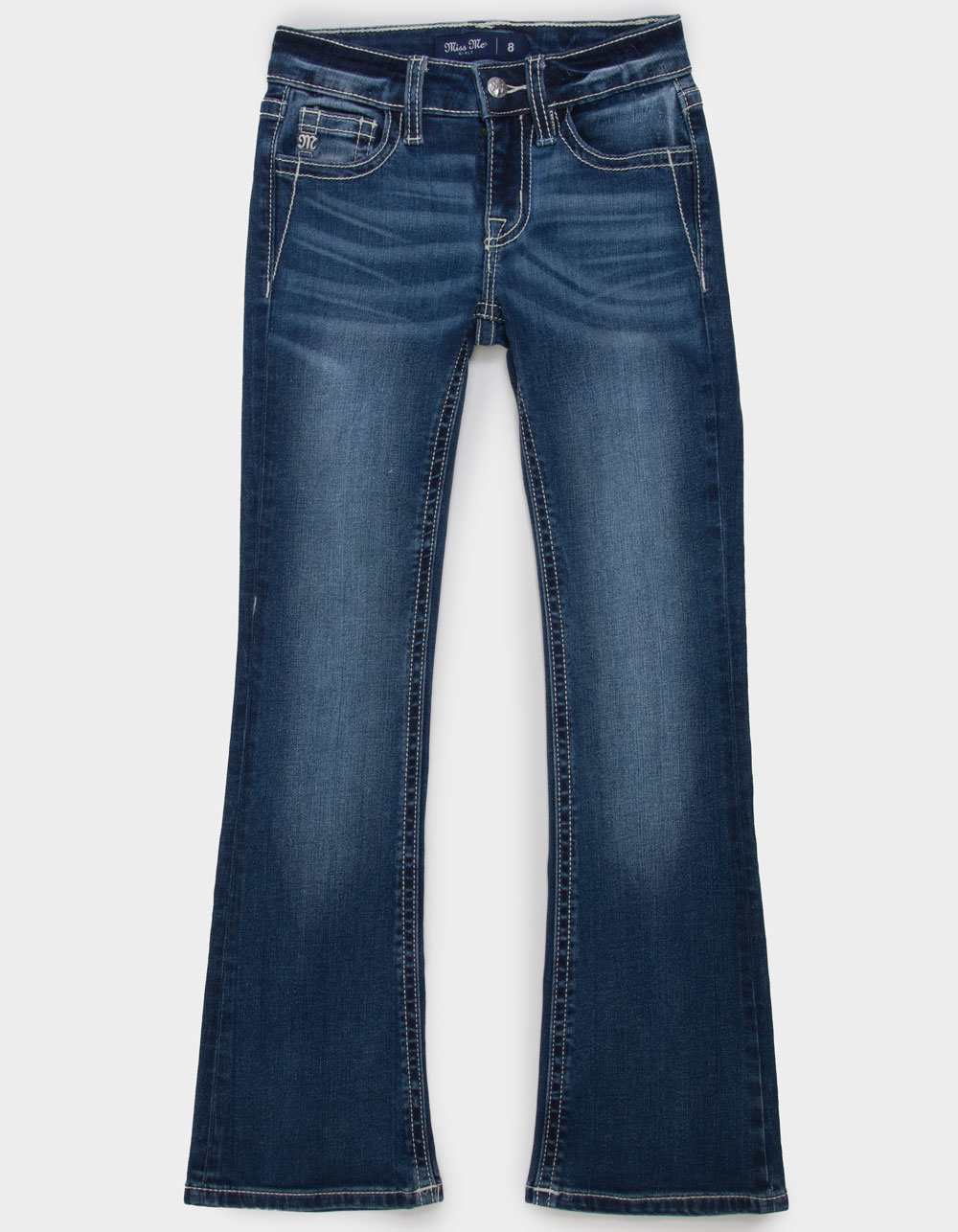 MISS ME Cross Girls Mid Rise Bootcut Jeans - Dark Wash