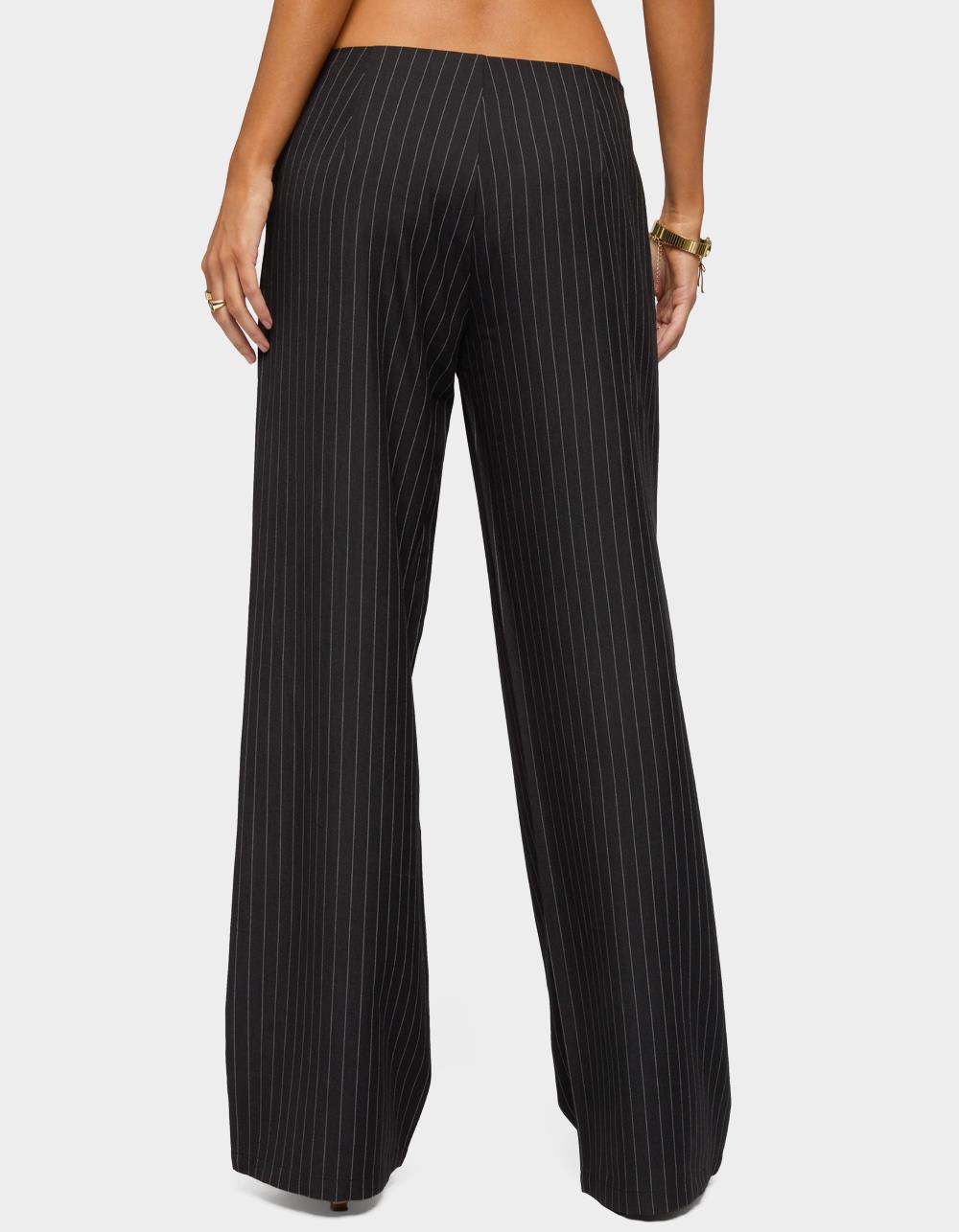 EDIKTED Kerie Pinstripe Low Rise Pants - BLACK