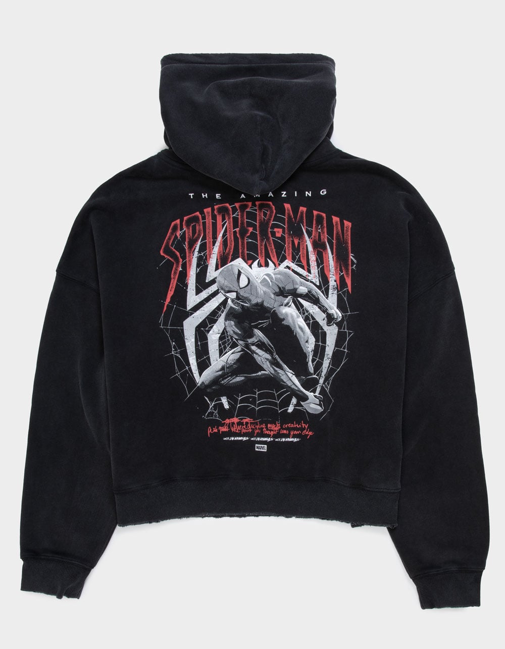 CVLA x Marvel Spider-Man Silent Swing Mens Cropped Hoodie - WASHED BLACK