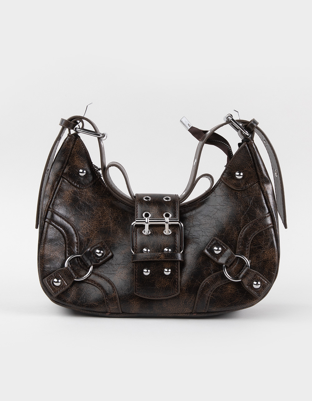 Buckle Shoulder Bag - BROWN