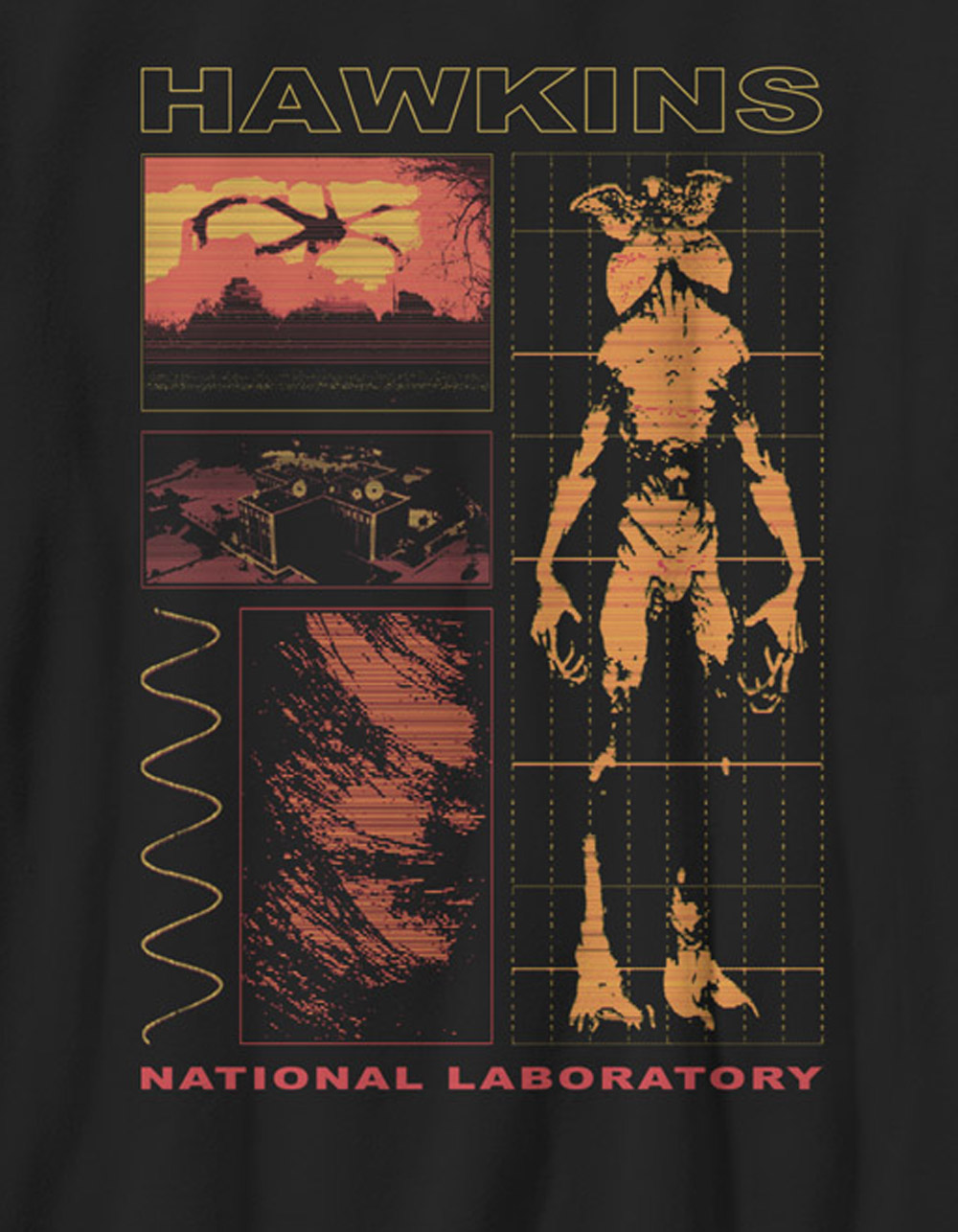 STRANGER THINGS Hawkins Lab Unisex Kids Tee - BLACK