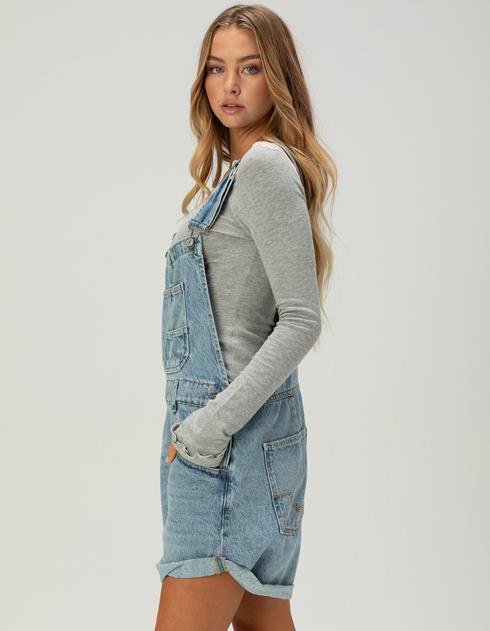 FREE PEOPLE Ziggy Womens Shortalls - LIGHT WASH