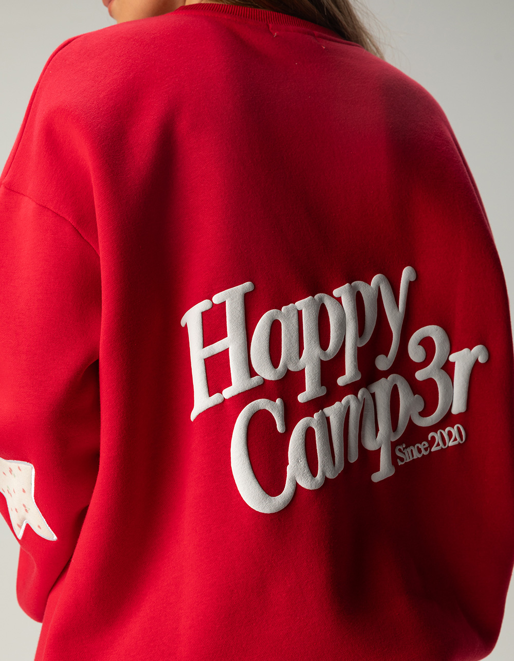 HAPPY CAMP3R USA Womens Crewneck Sweatshirt - RED